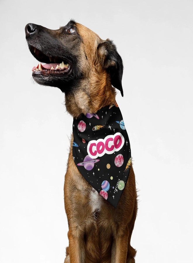 PawsIndia Dog Bandana with Collar Small Medium Large Dogs & Cats 100% Adjustable with Buckle Stretchable Fabric Space Print - Image 2
